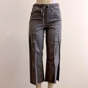 XCVI MAIREAD Cropped Utility Pants Wide Leg Drawstring High Waist, Brown